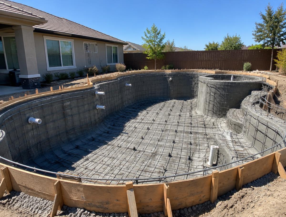 Pool shell under construction
